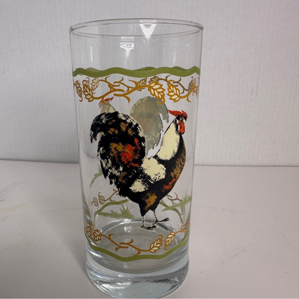 1 Crisa by Libbey Clear Glasses 16‎ oz Tumblers/Glasses Rooster Design.